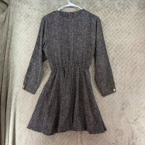 Clues Mini Dress Womens 2 Black Polka Dot Long Sleeve Button Back Vintage 90s